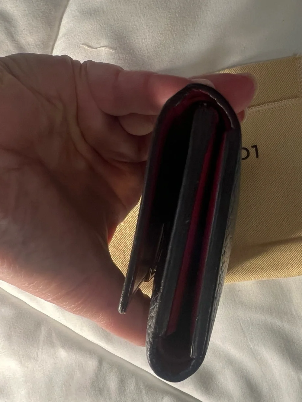 Louis Vuitton Black Pebbled Leather Compact Wallet with Gold LV Emblem - Picture 15 of 16